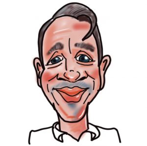 Caricature of James Macdonald, Kingsley Roofing estimator